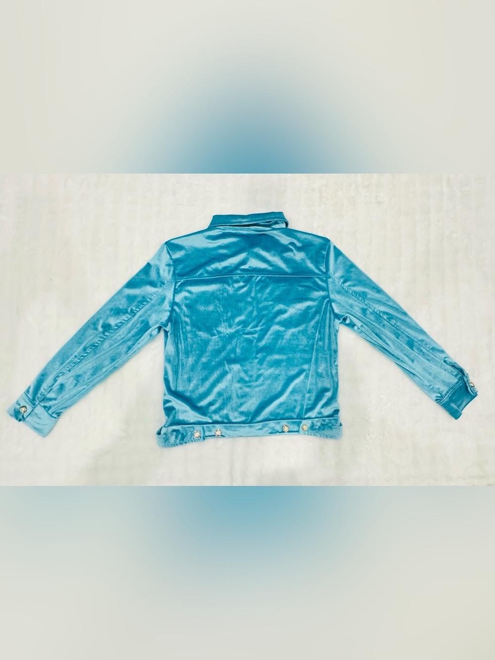 Blue Velvet Button-Front Jacket - Picture 2 of 4